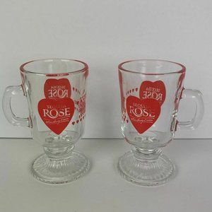 Tequila Rose Strawberry Cream Sweet Temptations Footed Mugs Set of 2 Mexico 5 oz